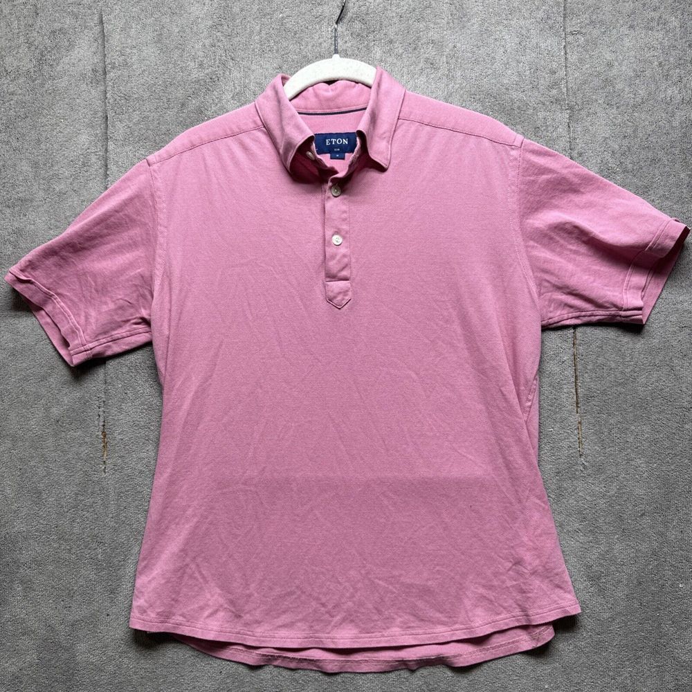 Eton Polo Shirt M Slim Red Pullover Cotton Interlock Natural Stretch Breathable